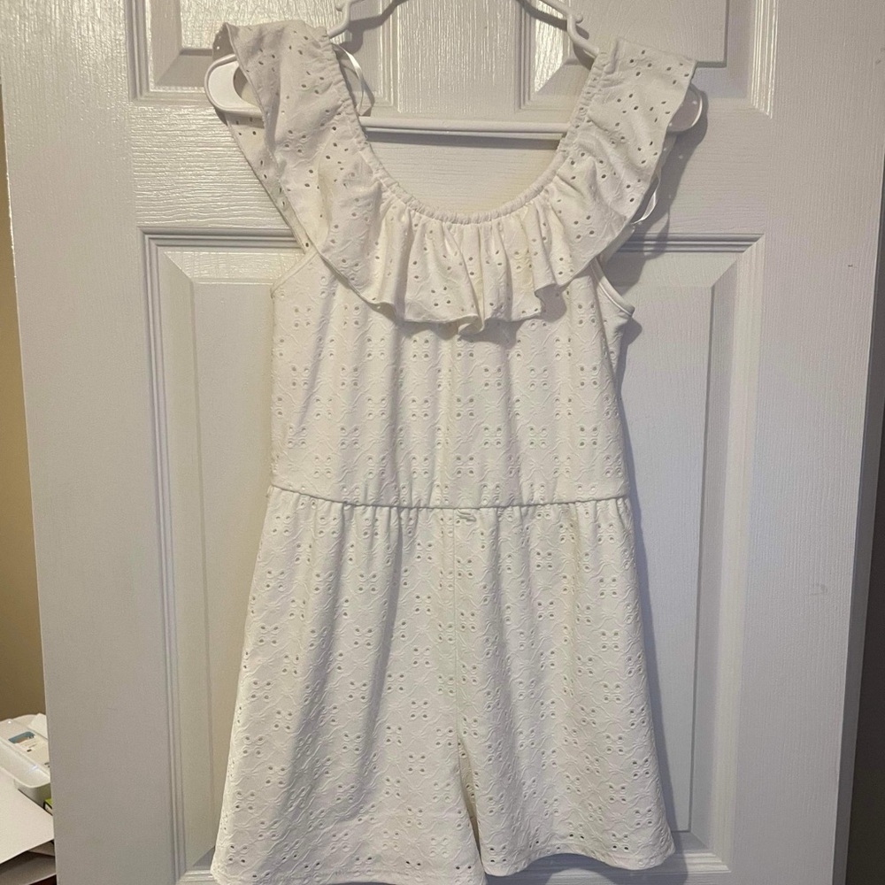 Amy Byer girls white shorts romper size 14